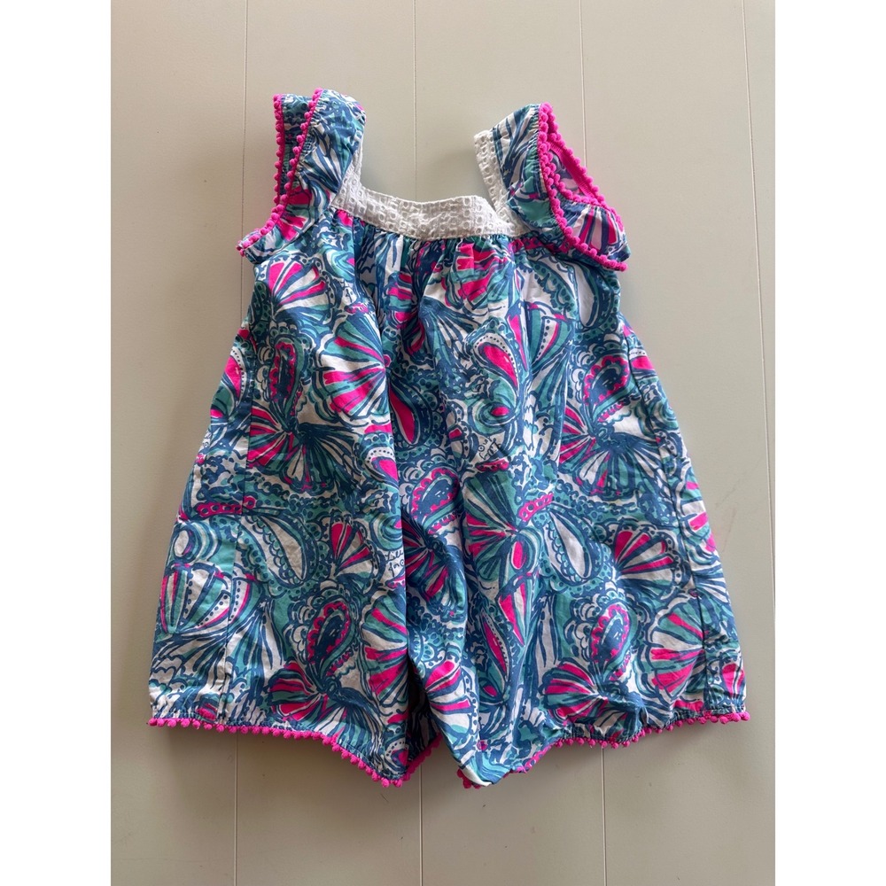 Lilly Pulitzer Target 20th Anniversary Pink Blue Shell Pom Pom Dress 2T
